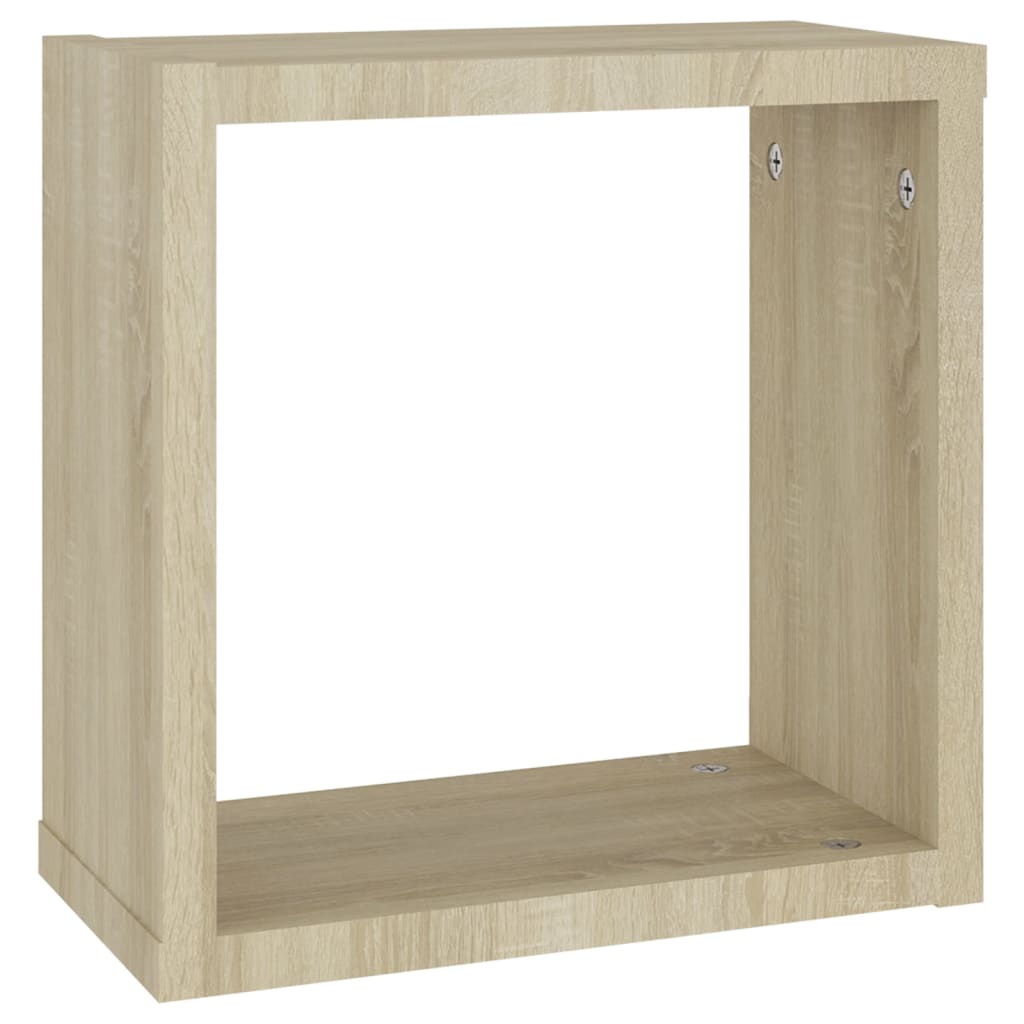 vidaXL Rafturi de perete cub, 2 buc., stejar sonoma, 30x15x30 cm vidaXL Rafturi de perete cub, 2 buc., stejar sonoma, 30x15x30 cm