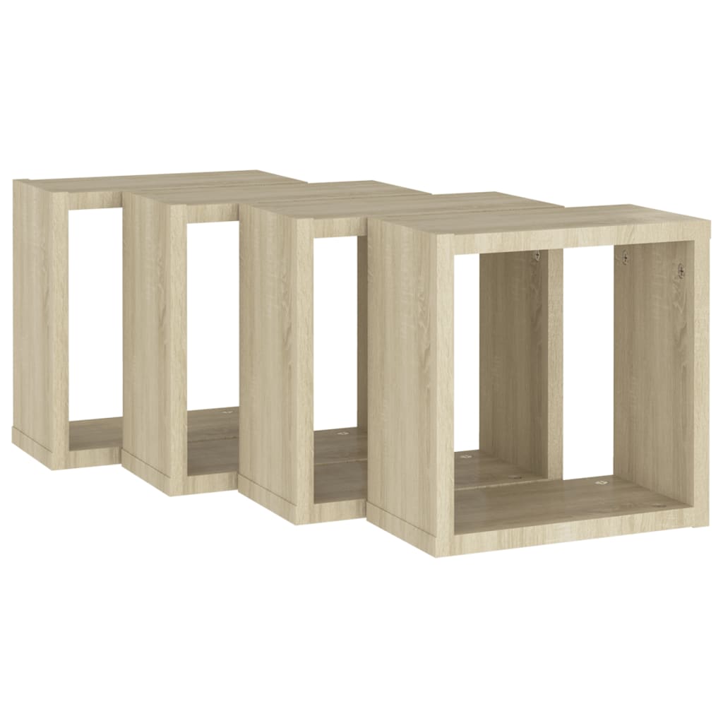 vidaXL Rafturi de perete cub, 4 buc., stejar sonoma, 30x15x30 cm vidaXL Rafturi de perete cub, 4 buc., stejar sonoma, 30x15x30 cm