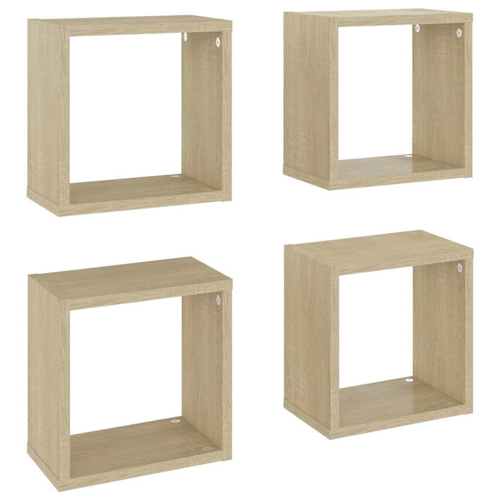vidaXL Rafturi de perete cub 4 buc. stejar sonoma 26x15x26 cm vidaXL Rafturi de perete cub 4 buc. stejar sonoma 26x15x26 cm
