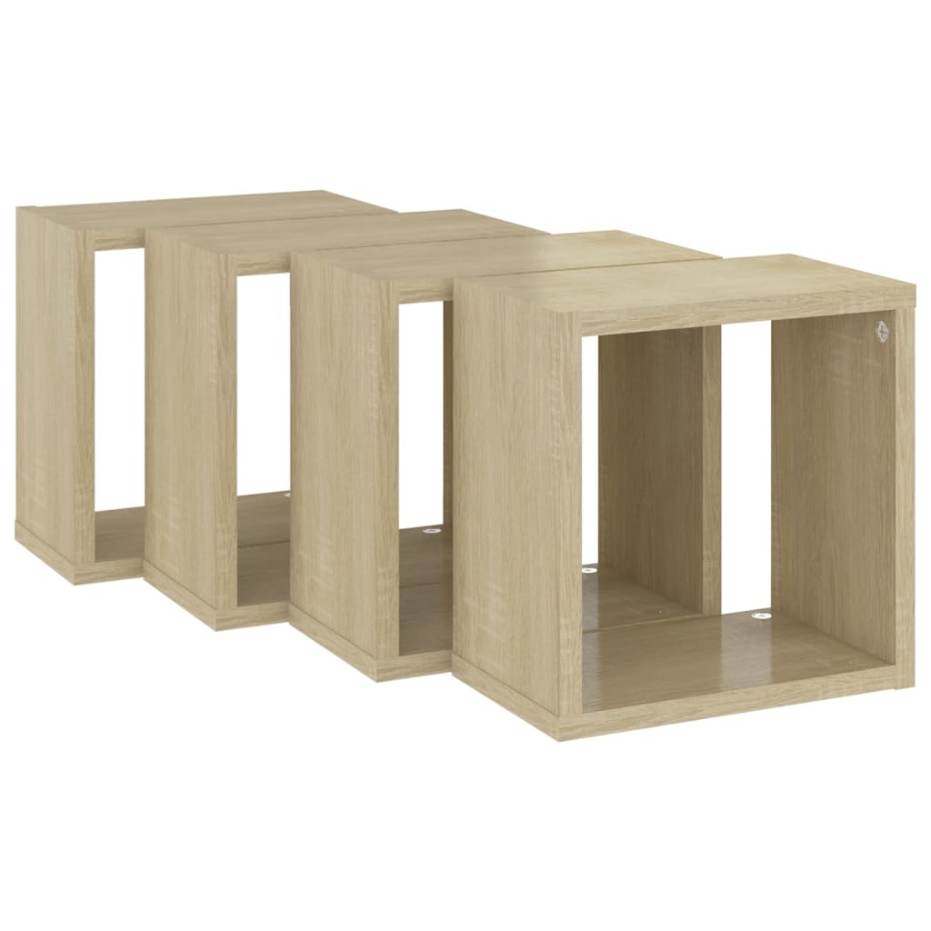 vidaXL Rafturi de perete cub 4 buc. stejar sonoma 26x15x26 cm vidaXL Rafturi de perete cub 4 buc. stejar sonoma 26x15x26 cm