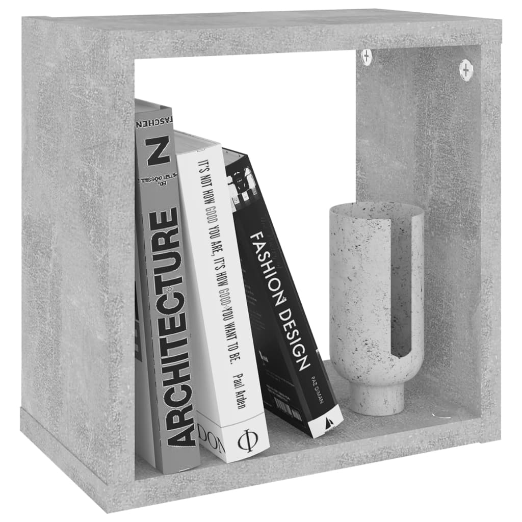 vidaXL Rafturi de perete cub, 4 buc., gri beton, 26x15x26 cm