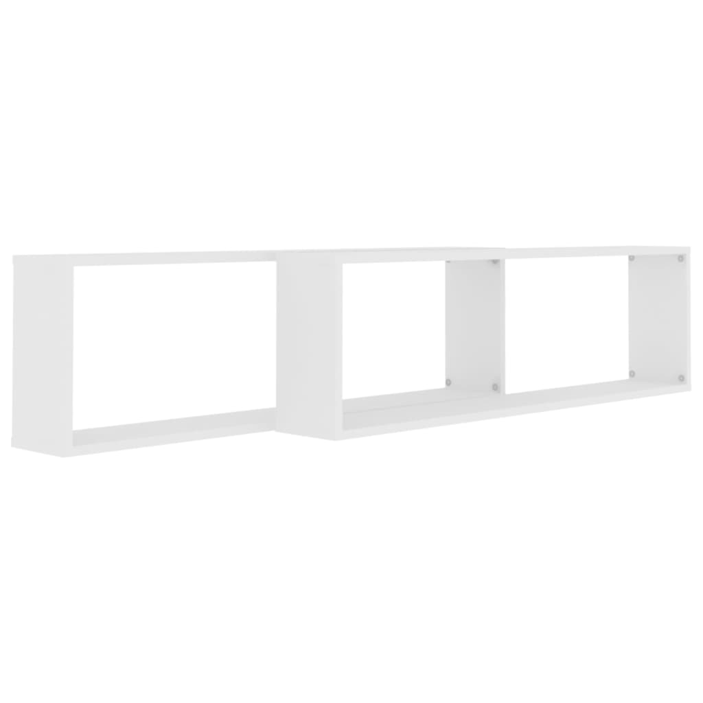 vidaXL Rafturi de perete cub, 2 buc., alb, 100x15x30 cm, PAL vidaXL Rafturi de perete cub, 2 buc., alb, 100x15x30 cm, PAL