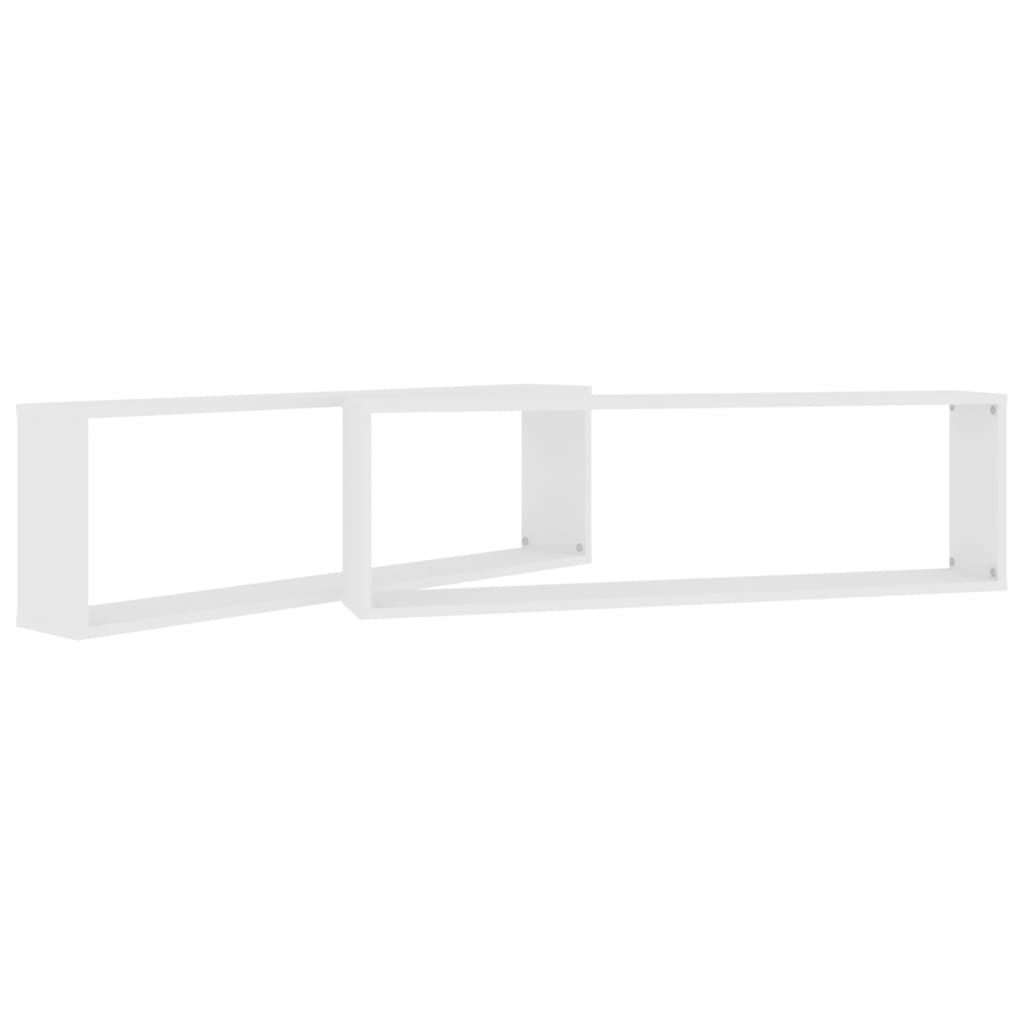 vidaXL Rafturi de perete cub, 2 buc., alb, 100x15x30 cm, PAL vidaXL Rafturi de perete cub, 2 buc., alb, 100x15x30 cm, PAL