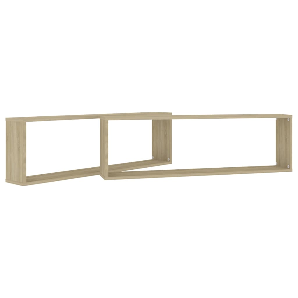 vidaXL Rafturi de perete cub, 2 buc., stejar sonoma, 100x15x30 cm, PAL vidaXL Rafturi de perete cub, 2 buc., stejar sonoma, 100x15x30 cm, PAL