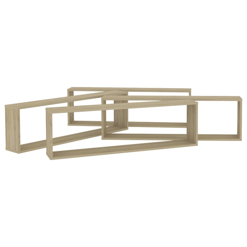 vidaXL Rafturi de perete cub, 4 buc., stejar sonoma, 100x15x30 cm, PAL