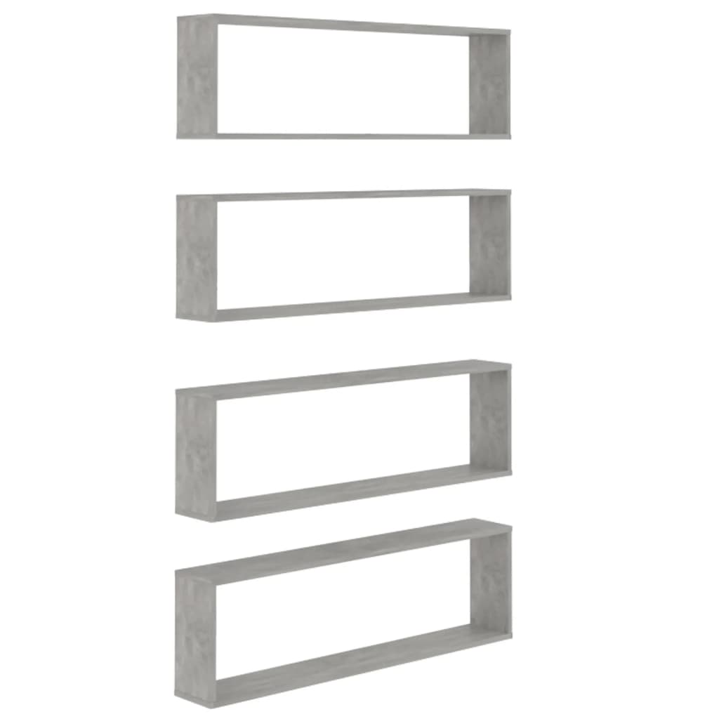 vidaXL Rafturi de perete cub, 4 buc., gri beton, 100x15x30 cm, PAL vidaXL Rafturi de perete cub, 4 buc., gri beton, 100x15x30 cm, PAL