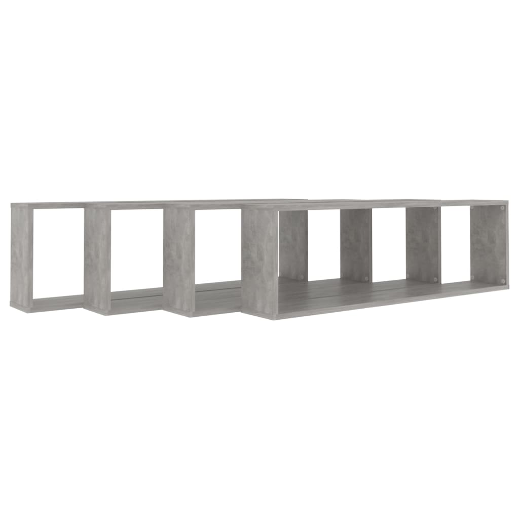 vidaXL Rafturi de perete cub, 4 buc., gri beton, 100x15x30 cm, PAL vidaXL Rafturi de perete cub, 4 buc., gri beton, 100x15x30 cm, PAL