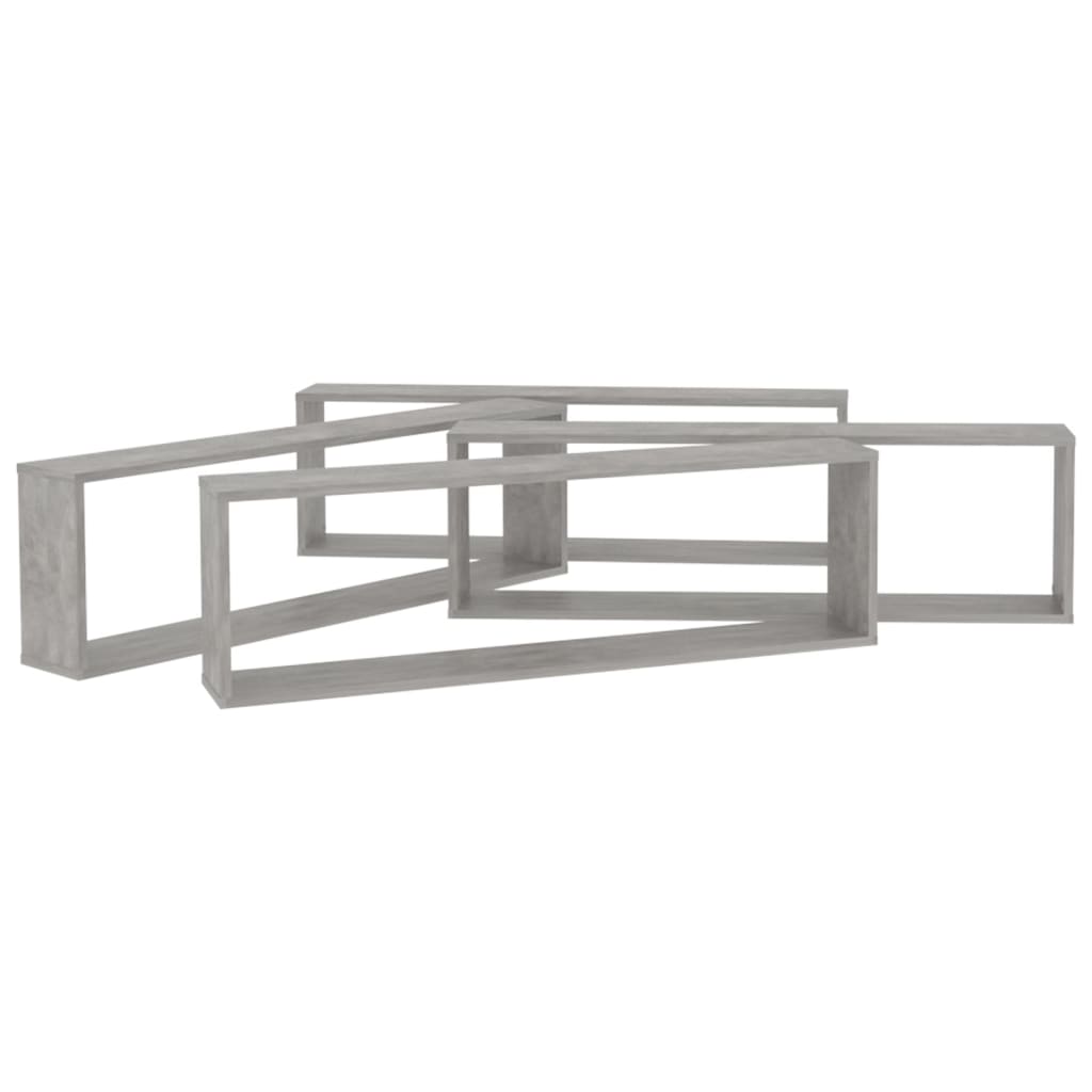 vidaXL Rafturi de perete cub, 4 buc., gri beton, 100x15x30 cm, PAL vidaXL Rafturi de perete cub, 4 buc., gri beton, 100x15x30 cm, PAL
