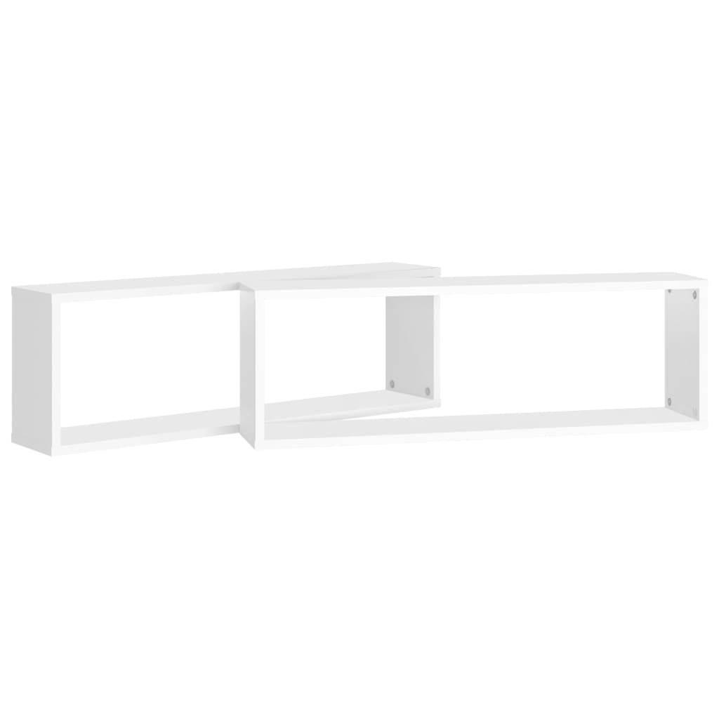 vidaXL Rafturi de perete cub, 2 buc., alb, 80x15x26,5cm lemn prelucrat vidaXL Rafturi de perete cub, 2 buc., alb, 80x15x26,5cm lemn prelucrat