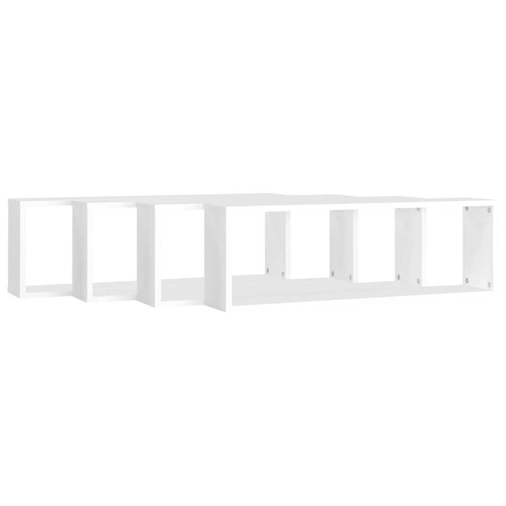 vidaXL Rafturi de perete cub, 4 buc., alb, 80x15x26,5cm lemn prelucrat