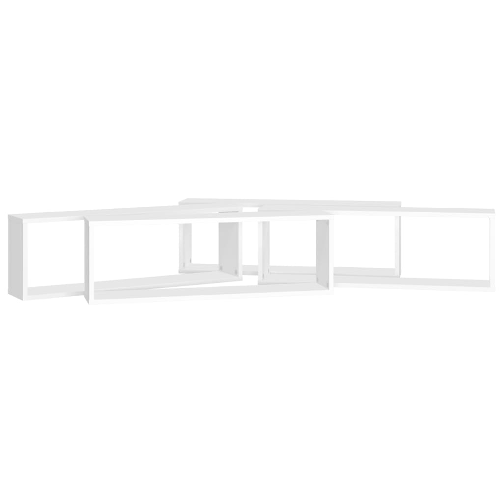 vidaXL Rafturi de perete cub, 4 buc., alb, 80x15x26,5cm lemn prelucrat