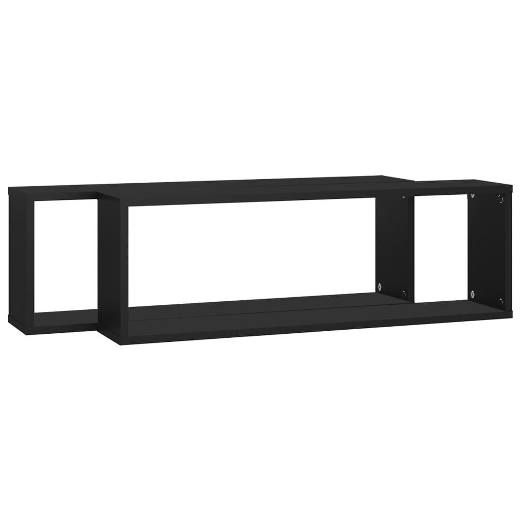 vidaXL Rafturi de perete cub 2 buc. negru 80x15x26,5 cm lemn prelucrat vidaXL Rafturi de perete cub 2 buc. negru 80x15x26,5 cm lemn prelucrat