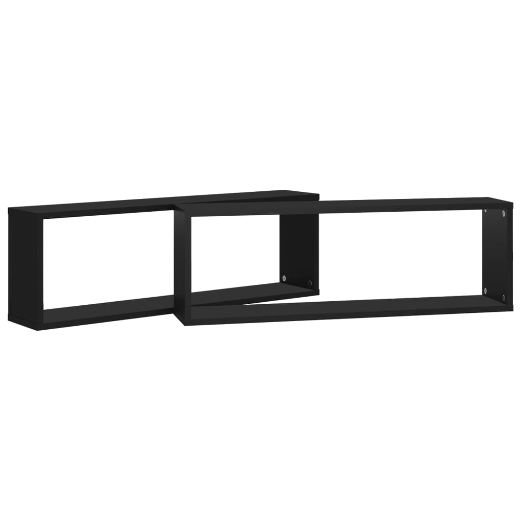 vidaXL Rafturi de perete cub 2 buc. negru 80x15x26,5 cm lemn prelucrat vidaXL Rafturi de perete cub 2 buc. negru 80x15x26,5 cm lemn prelucrat