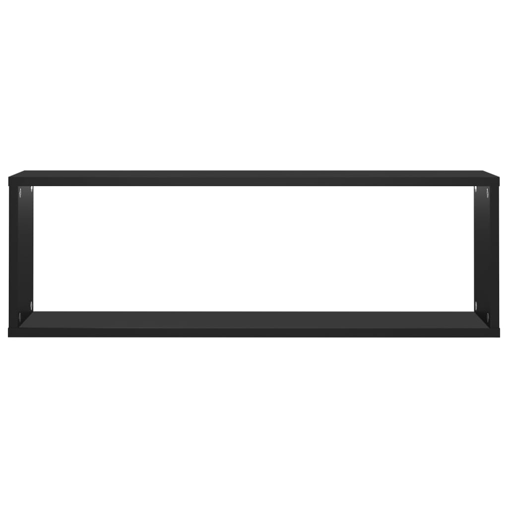 vidaXL Rafturi de perete cub 2 buc. negru 80x15x26,5 cm lemn prelucrat vidaXL Rafturi de perete cub 2 buc. negru 80x15x26,5 cm lemn prelucrat