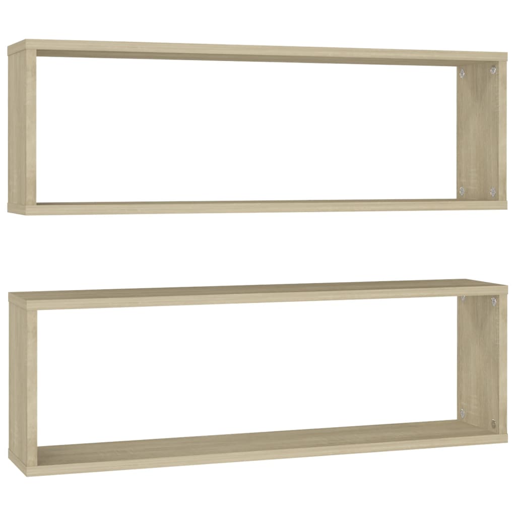 vidaXL Rafturi de perete cub, 2 buc., stejar sonoma, 80x15x26,5 cm PAL