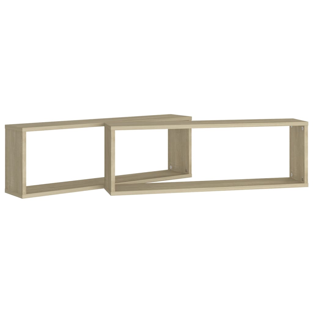 vidaXL Rafturi de perete cub, 2 buc., stejar sonoma, 80x15x26,5 cm PAL