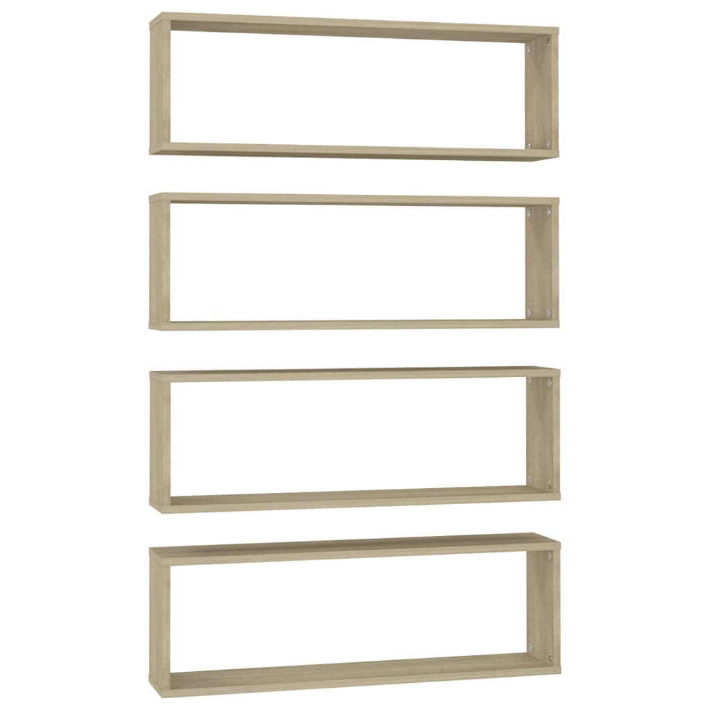 vidaXL Rafturi de perete cub, 4 buc., stejar sonoma, 80x15x26,5cm lemn