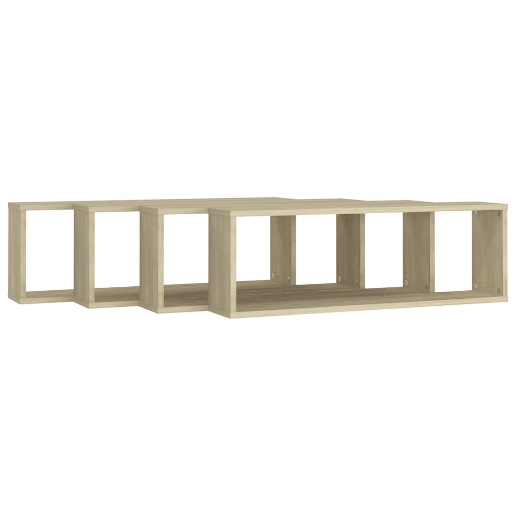 vidaXL Rafturi de perete cub, 4 buc., stejar sonoma, 80x15x26,5cm lemn