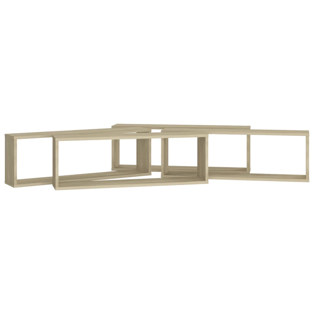 vidaXL Rafturi de perete cub, 4 buc., stejar sonoma, 80x15x26,5cm lemn