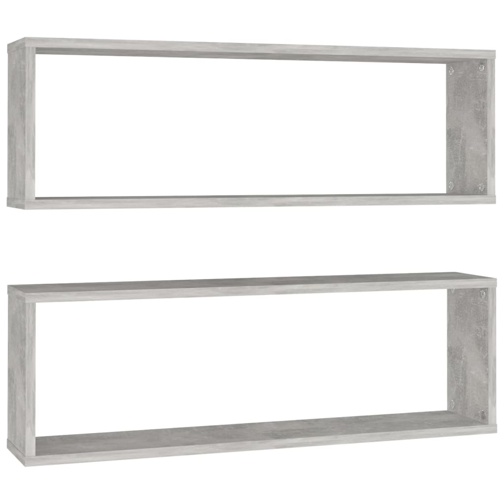vidaXL Rafturi de perete cub, 2 buc., gri beton, 80x15x26,5 cm, PAL vidaXL Rafturi de perete cub, 2 buc., gri beton, 80x15x26,5 cm, PAL