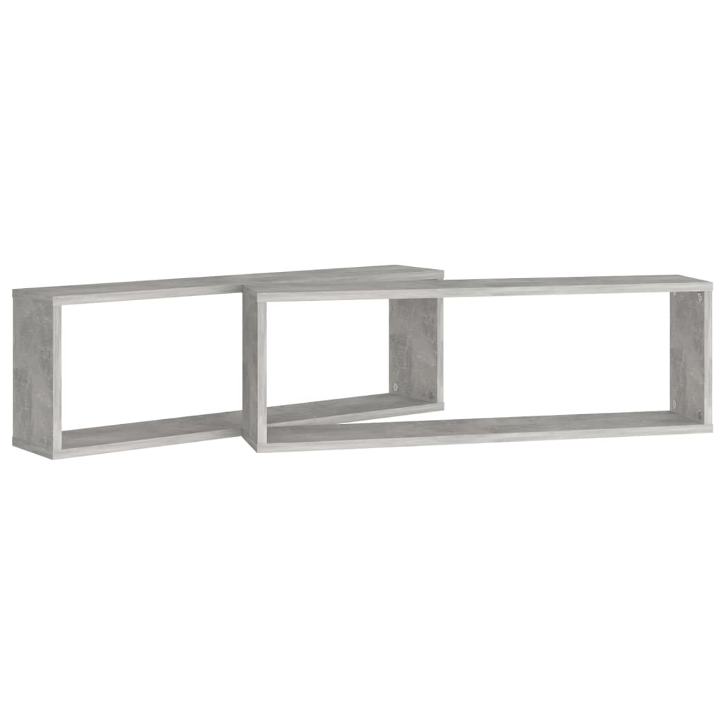 vidaXL Rafturi de perete cub, 2 buc., gri beton, 80x15x26,5 cm, PAL vidaXL Rafturi de perete cub, 2 buc., gri beton, 80x15x26,5 cm, PAL