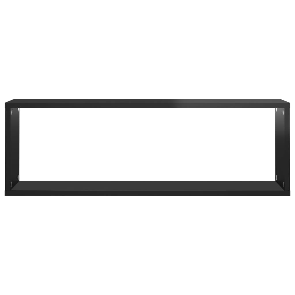 vidaXL Rafturi de perete cub 4 buc negru extralucios 80x15x26,5 cm PAL vidaXL Rafturi de perete cub 4 buc negru extralucios 80x15x26,5 cm PAL