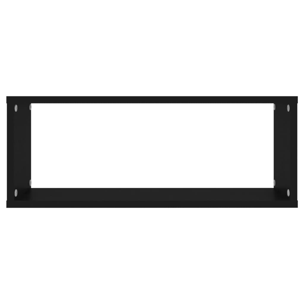 vidaXL Rafturi de perete în formă de cub, 4 bucăți, negru, 60x15x23 cm, PAL vidaXL Rafturi de perete în formă de cub, 4 bucăți, negru, 60x15x23 cm, PAL