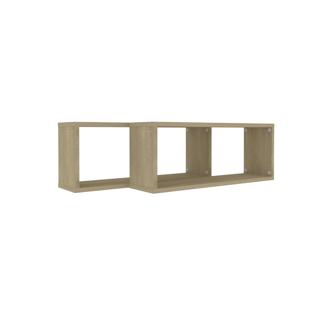 vidaXL Rafturi de perete cub, 2 buc., stejar sonoma, 60x15x23 cm, PAL