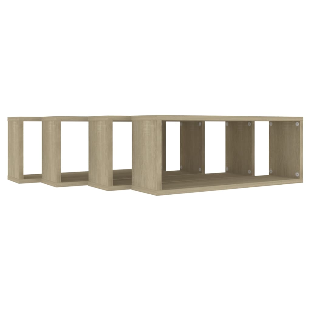 vidaXL Rafturi de perete cub, 4 buc., stejar sonoma, 60x15x23 cm, PAL