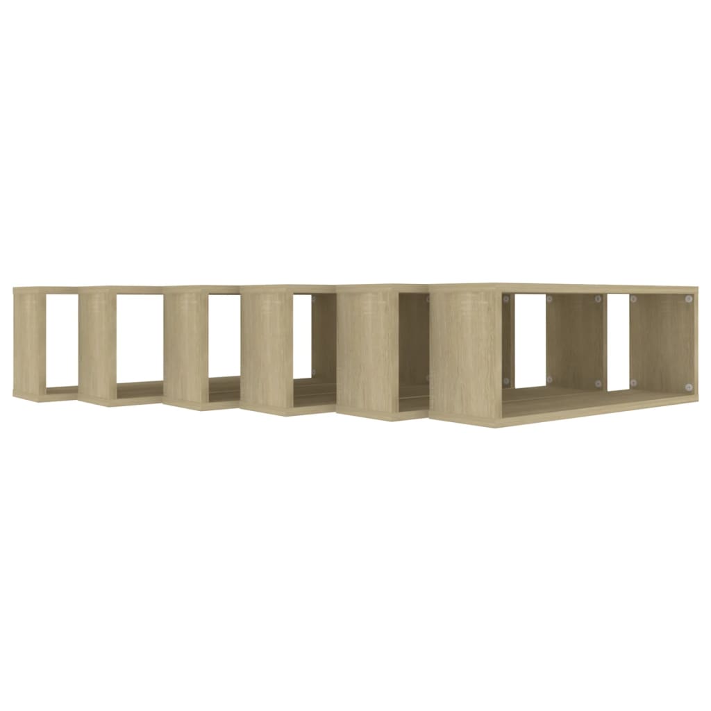 vidaXL Rafturi de perete cub, 6 buc., stejar sonoma, 60x15x23 cm, PAL vidaXL Rafturi de perete cub, 6 buc., stejar sonoma, 60x15x23 cm, PAL