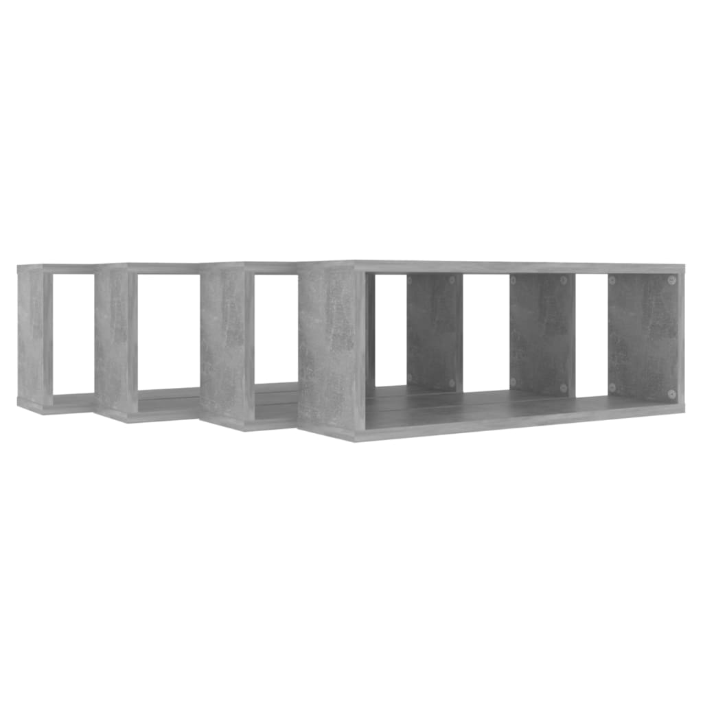 vidaXL Rafturi de perete cub, 4 buc, gri beton, 60x15x23 cm, PAL vidaXL Rafturi de perete cub, 4 buc, gri beton, 60x15x23 cm, PAL