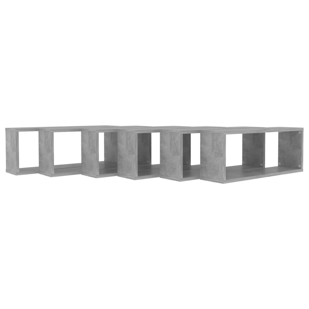vidaXL Rafturi de perete cub, 6 buc, gri beton, 60x15x23 cm, PAL vidaXL Rafturi de perete cub, 6 buc, gri beton, 60x15x23 cm, PAL