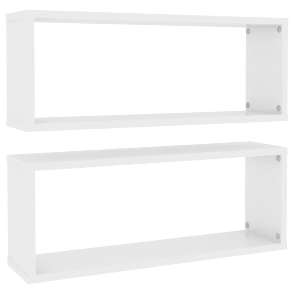 vidaXL Rafturi de perete cub, 2 buc, alb extralucios, 60x15x23 cm, PAL vidaXL Rafturi de perete cub, 2 buc, alb extralucios, 60x15x23 cm, PAL