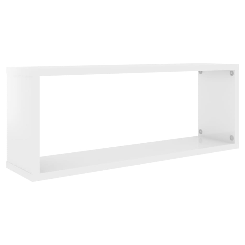 vidaXL Rafturi de perete cub, 2 buc, alb extralucios, 60x15x23 cm, PAL vidaXL Rafturi de perete cub, 2 buc, alb extralucios, 60x15x23 cm, PAL