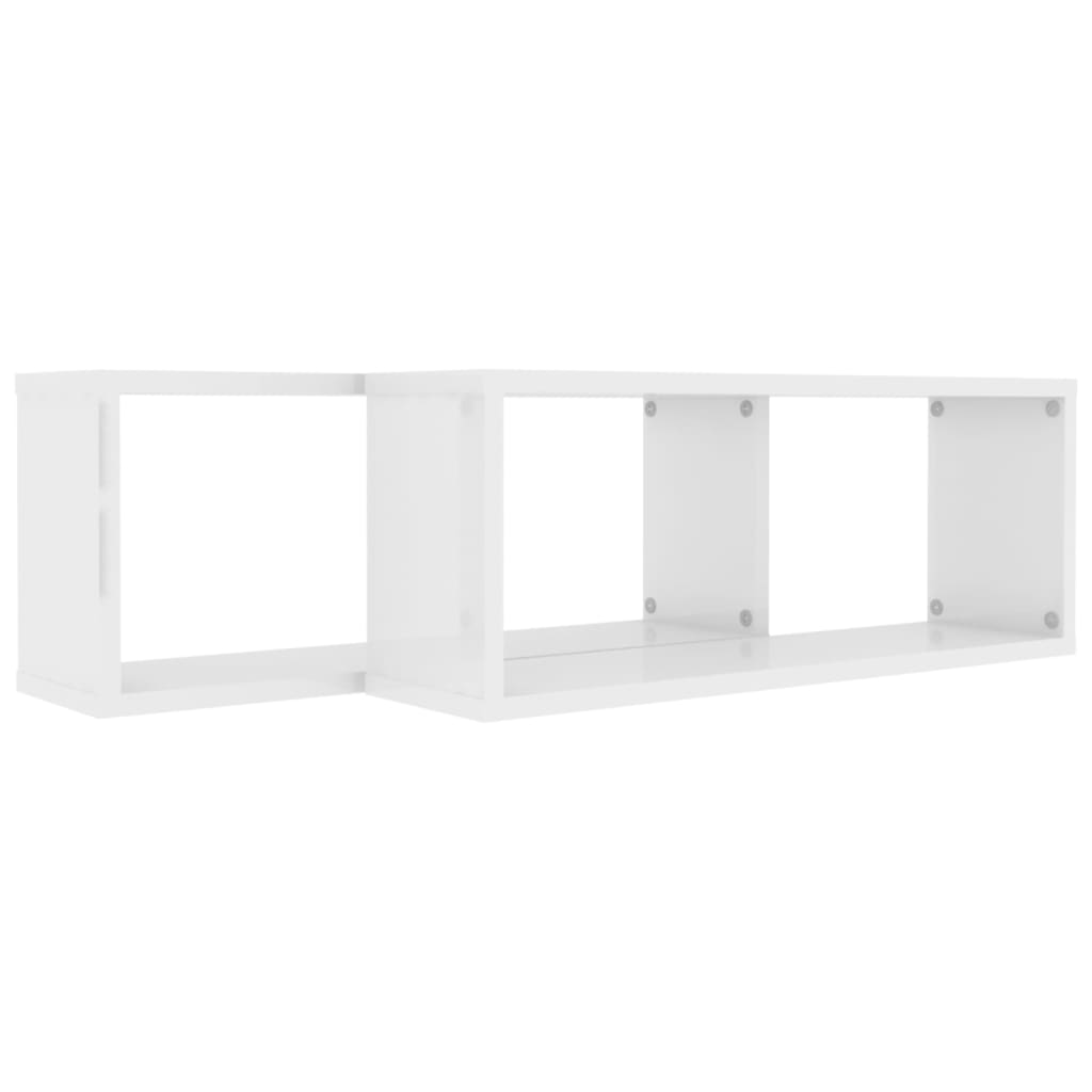 vidaXL Rafturi de perete cub, 2 buc, alb extralucios, 60x15x23 cm, PAL vidaXL Rafturi de perete cub, 2 buc, alb extralucios, 60x15x23 cm, PAL