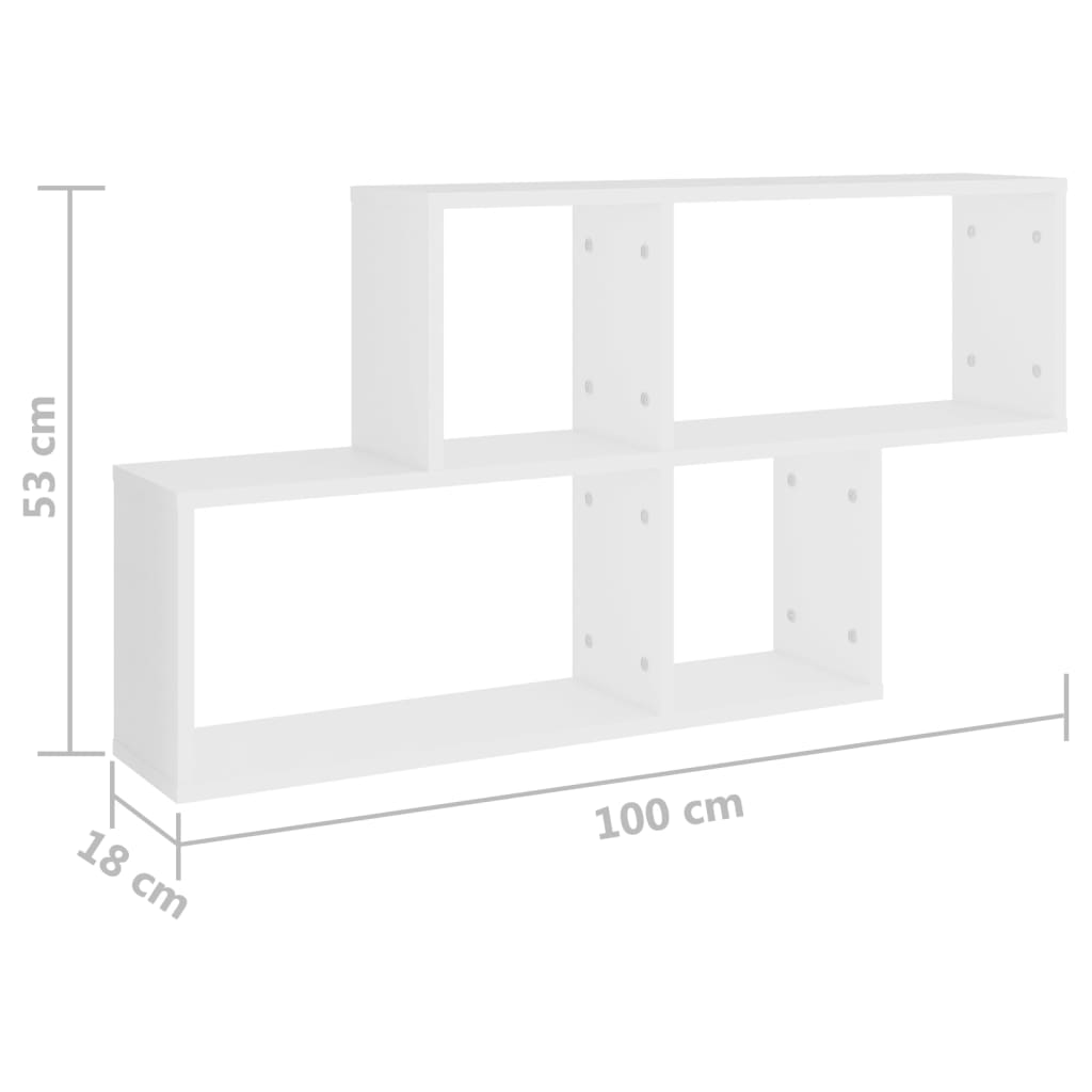 vidaXL Raft de perete, alb, 100x18x53 cm, lemn prelucrat vidaXL Raft de perete, alb, 100x18x53 cm, lemn prelucrat
