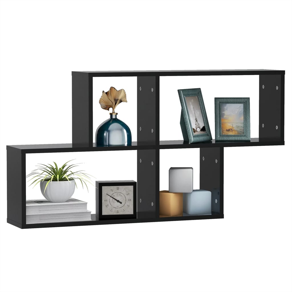 vidaXL Raft de perete, negru, 100x18x53 cm, PAL vidaXL Raft de perete, negru, 100x18x53 cm, PAL