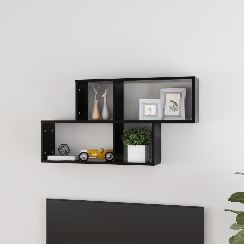vidaXL Raft de perete, negru, 100x18x53 cm, PAL vidaXL Raft de perete, negru, 100x18x53 cm, PAL
