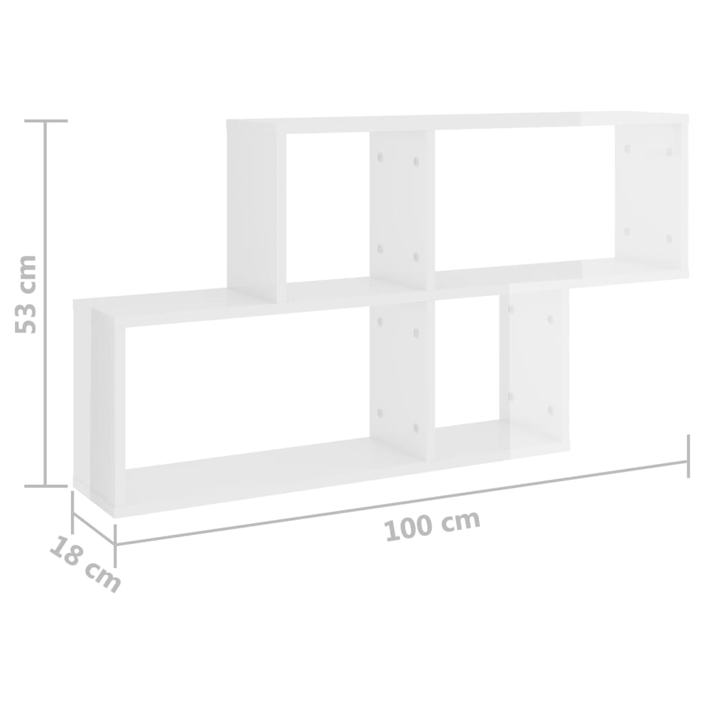 vidaXL Raft de perete, alb extralucios, 100x18x53 cm, PAL vidaXL Raft de perete, alb extralucios, 100x18x53 cm, PAL