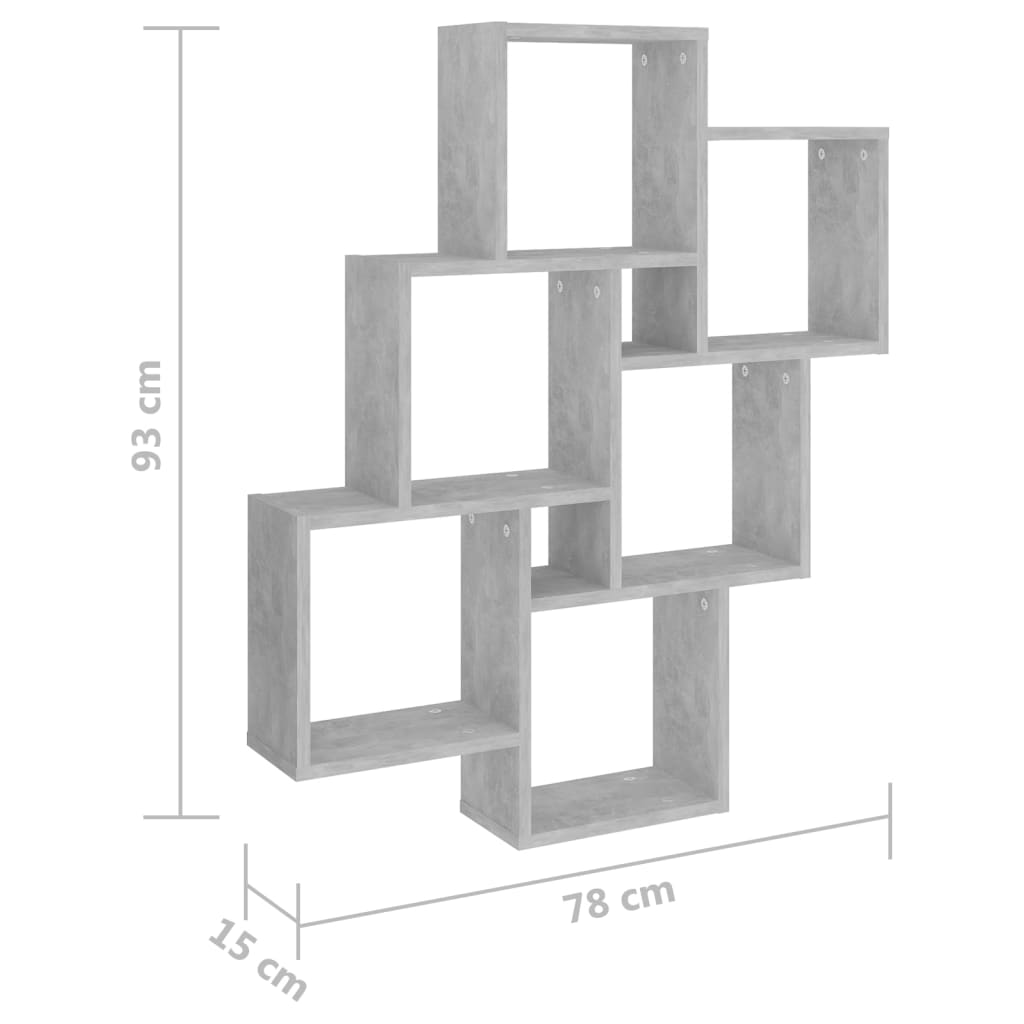 vidaXL Raft de perete cub, gri beton, 78x15x93 cm, PAL vidaXL Raft de perete cub, gri beton, 78x15x93 cm, PAL