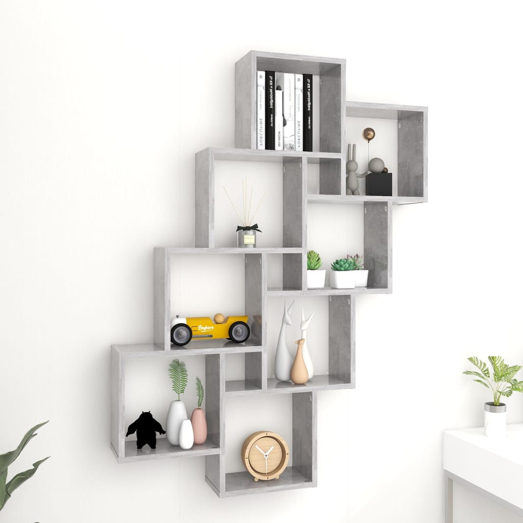 vidaXL Raft de perete cub, gri beton, 90x15x119 cm, PAL vidaXL Raft de perete cub, gri beton, 90x15x119 cm, PAL