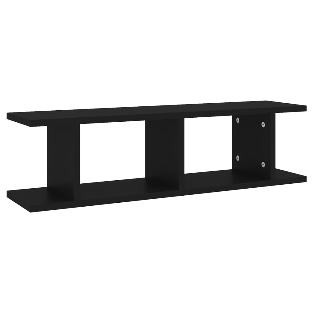 vidaXL Rafturi de perete, 2 buc., negru, 75x18x20 cm, lemn vidaXL Rafturi de perete, 2 buc., negru, 75x18x20 cm, lemn