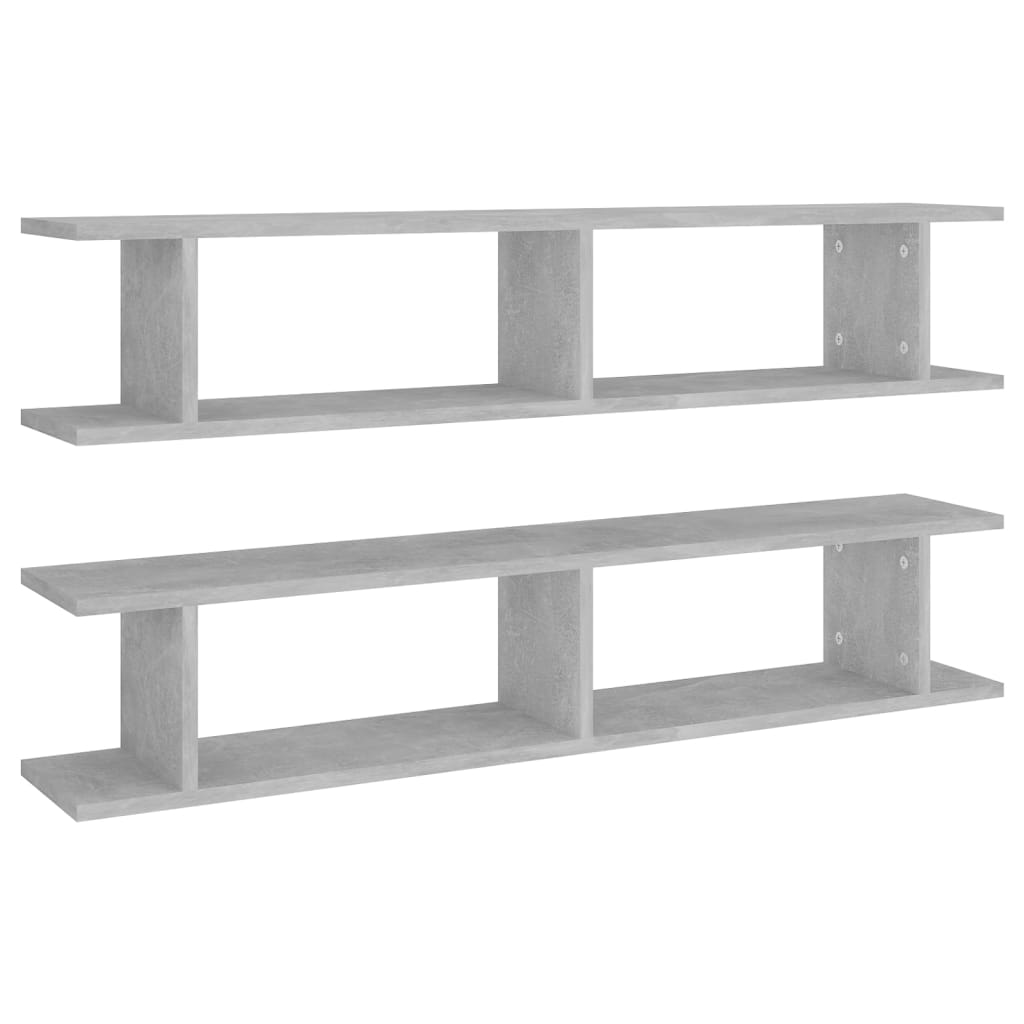 vidaXL Rafturi de perete, 2 buc., gri beton, 105x18x20 cm, PAL