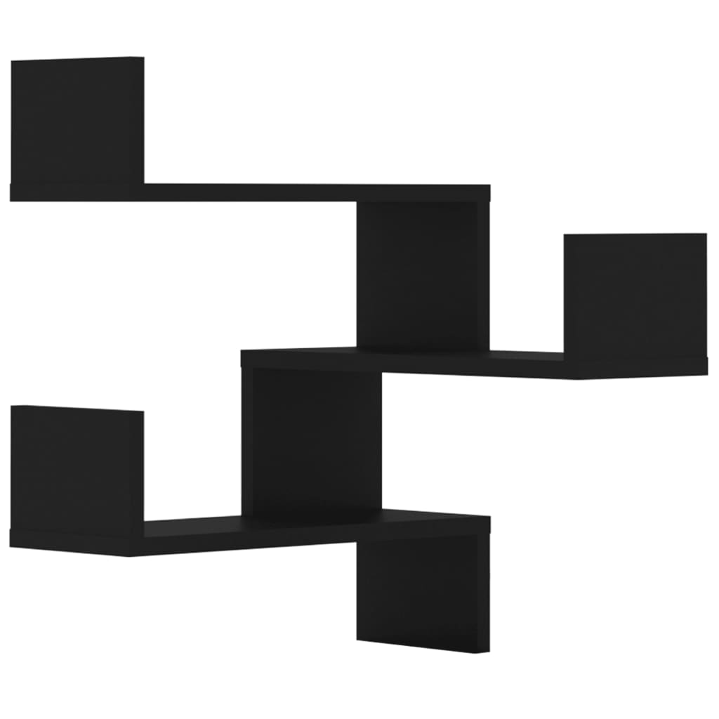 vidaXL Rafturi de perete pe colț, 2 buc, negru, 40x40x50 cm PAL vidaXL Rafturi de perete pe colț, 2 buc, negru, 40x40x50 cm PAL