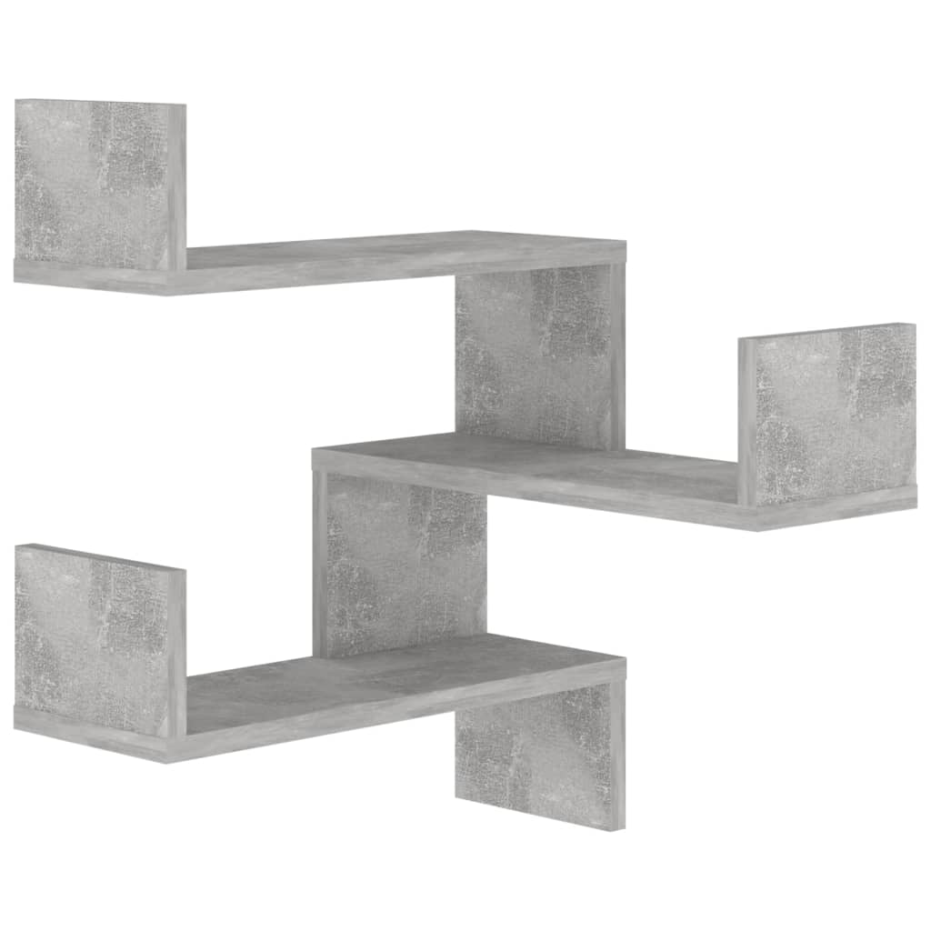 vidaXL Rafturi de perete pe colț 2 buc. gri beton 40x40x50 cm PAL vidaXL Rafturi de perete pe colț 2 buc. gri beton 40x40x50 cm PAL