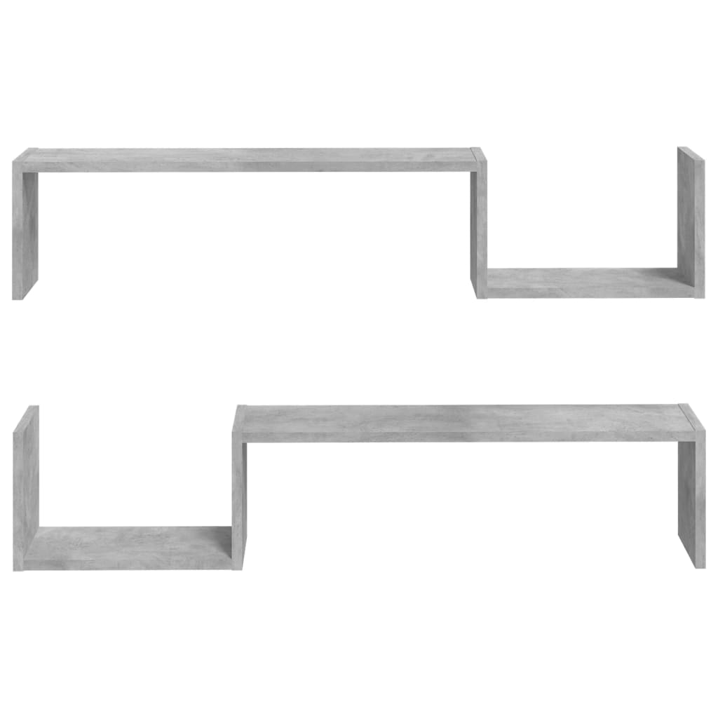vidaXL Rafturi de perete, 2 buc, gri beton, 100x15x20 cm, PAL