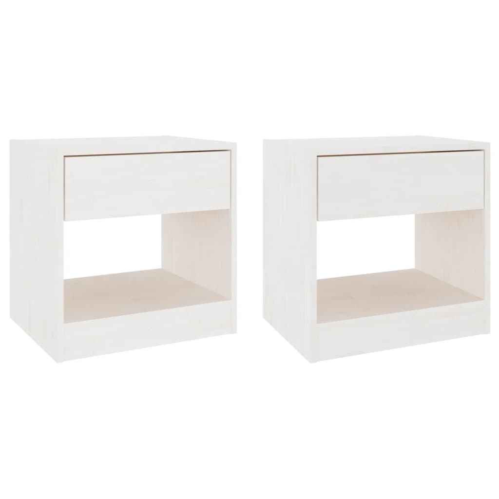 vidaXL Noptiere, 2 buc., alb, 40x31x40 cm, lemn masiv de pin
