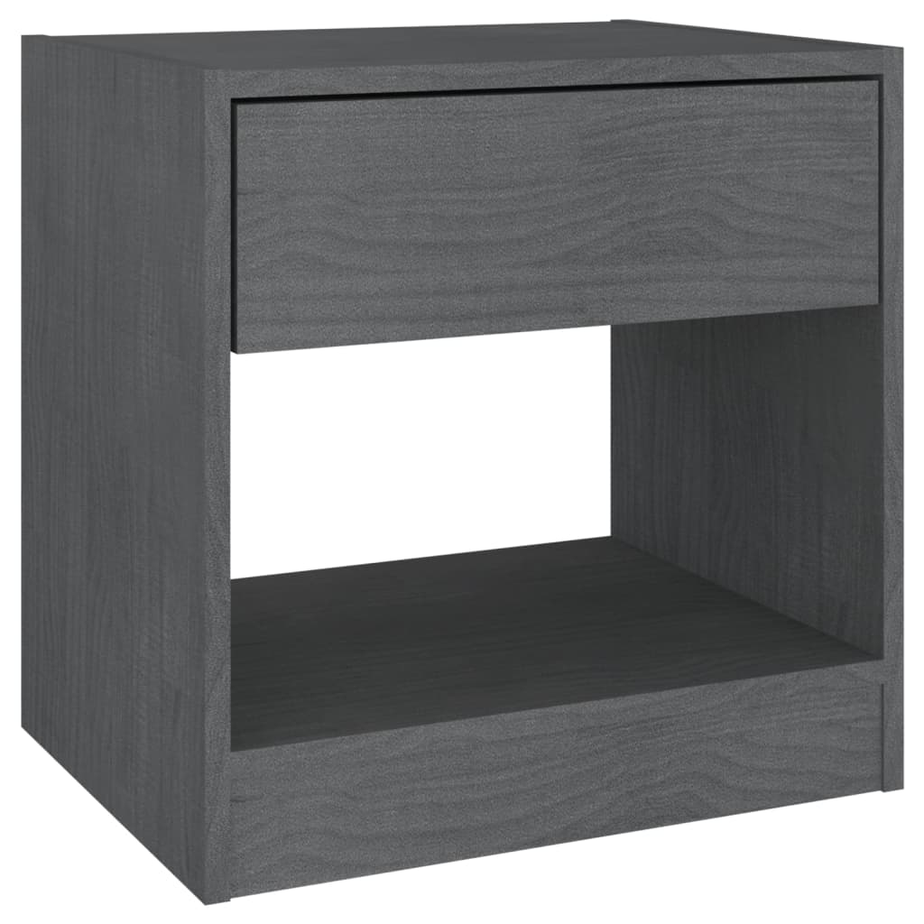 vidaXL Noptiere, 2 buc., gri, 40x31x40 cm, lemn masiv de pin vidaXL Noptiere, 2 buc., gri, 40x31x40 cm, lemn masiv de pin