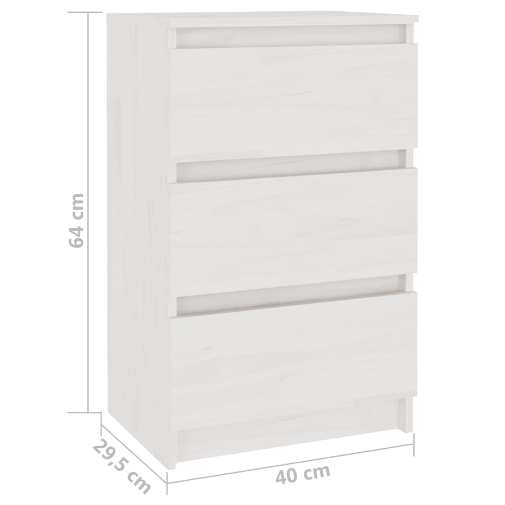 vidaXL Noptieră, alb, 40x29,5x64 cm, lemn masiv de pin