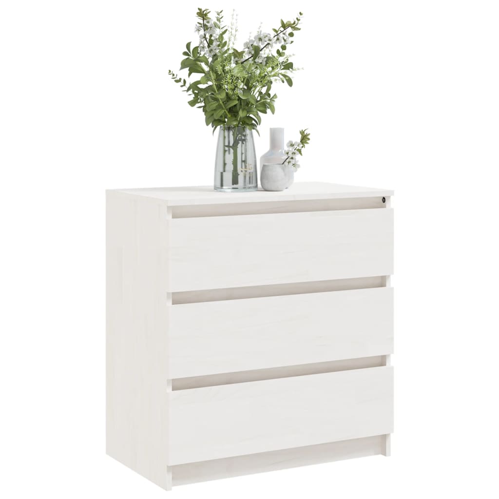 vidaXL Noptieră, alb, 60x36x64 cm, lemn masiv de pin